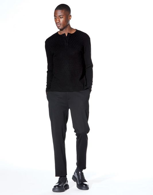 Weft Long Sleeve Henley Black