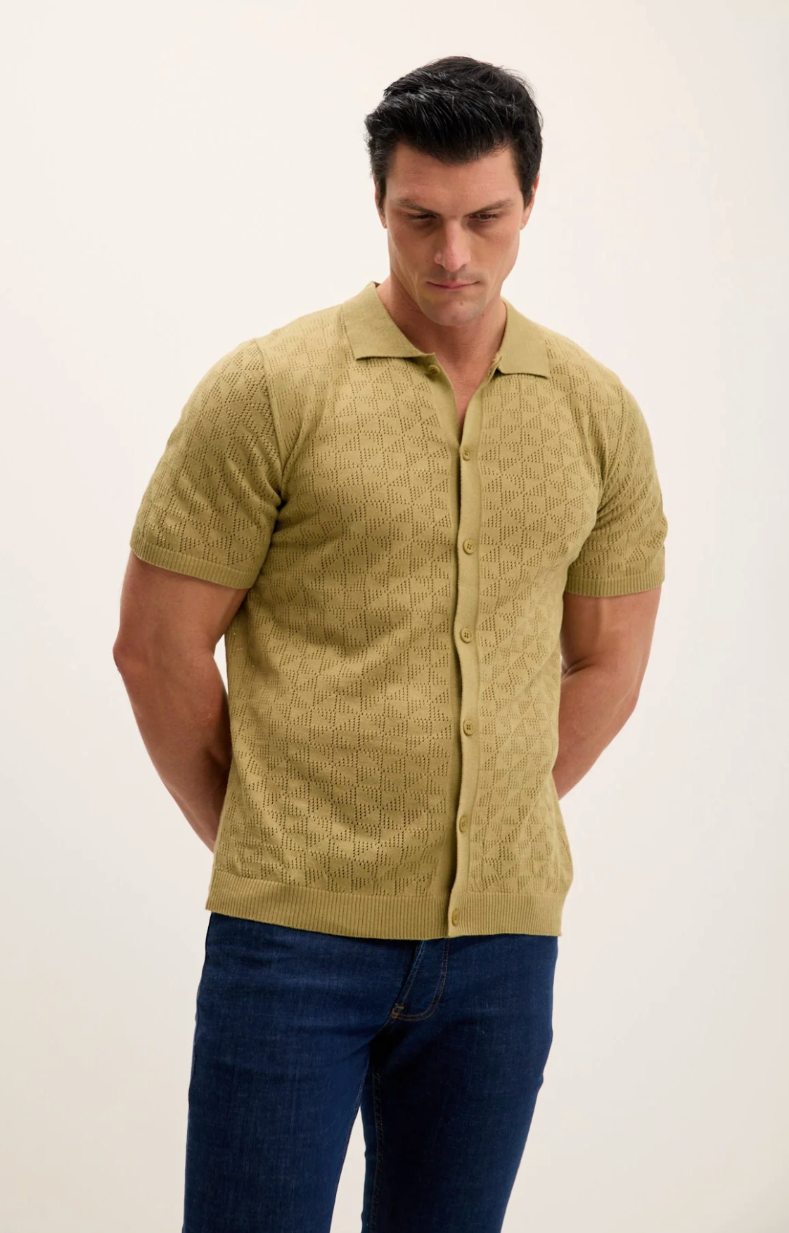 Geometric Crochet Knit Polo