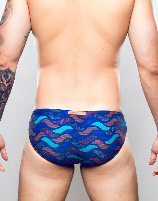 V10 Print Swim Brief Ocean Blue