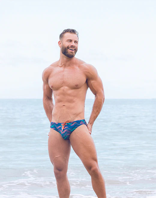 V10 Print Swim Brief Ocean Blue