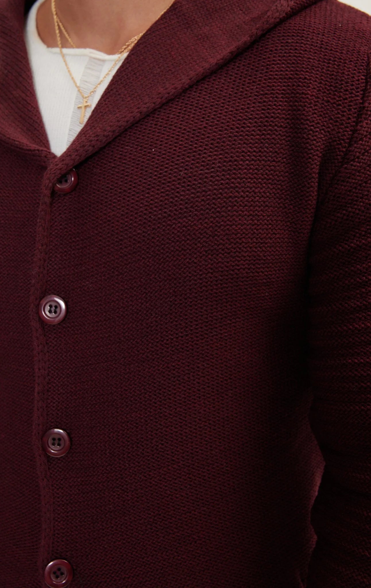 Ribbed Sleeves Fitted Cardigan Burgundy