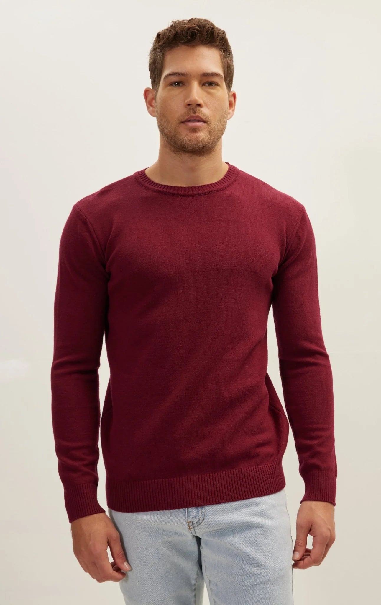 Classic Crew Neck Sweater Burgundy