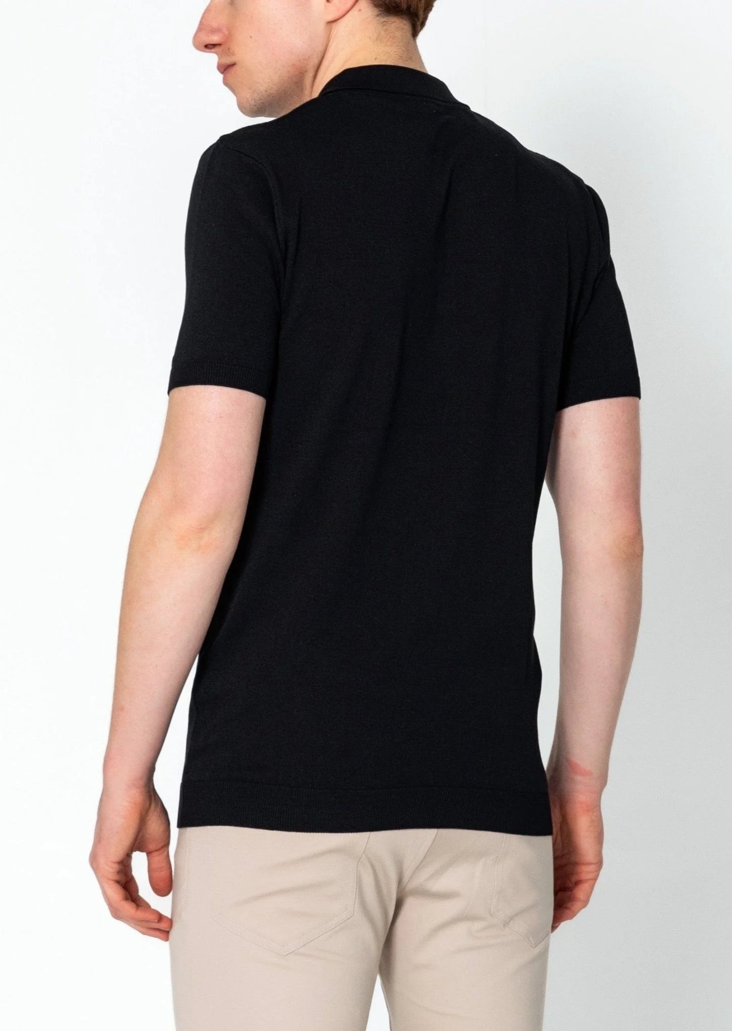 Lightweight Tonal-button Polo Tee - Black