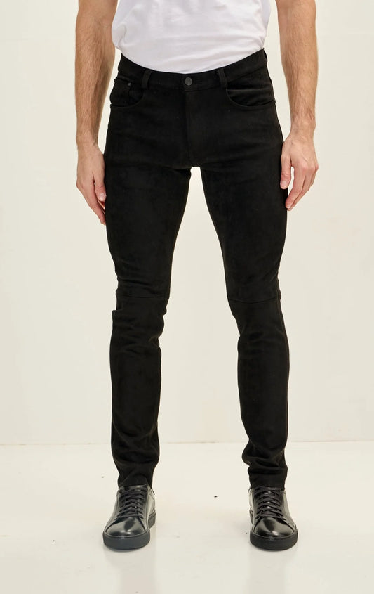 Tapered Microsuede Slim Pants Black