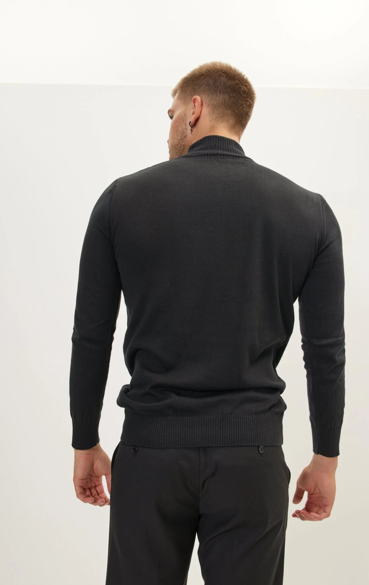 Mock Neck Relaxed Sweater - Black