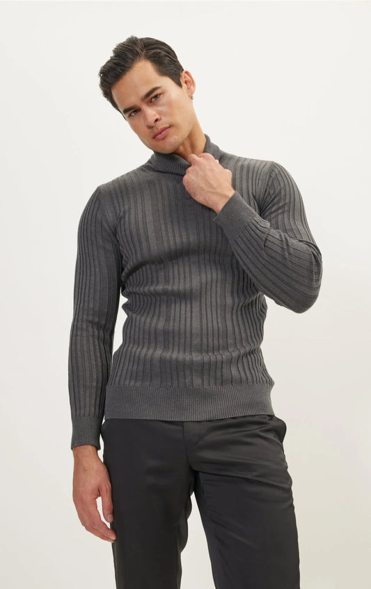 Roll Neck Ribbed Sweater Anthracite