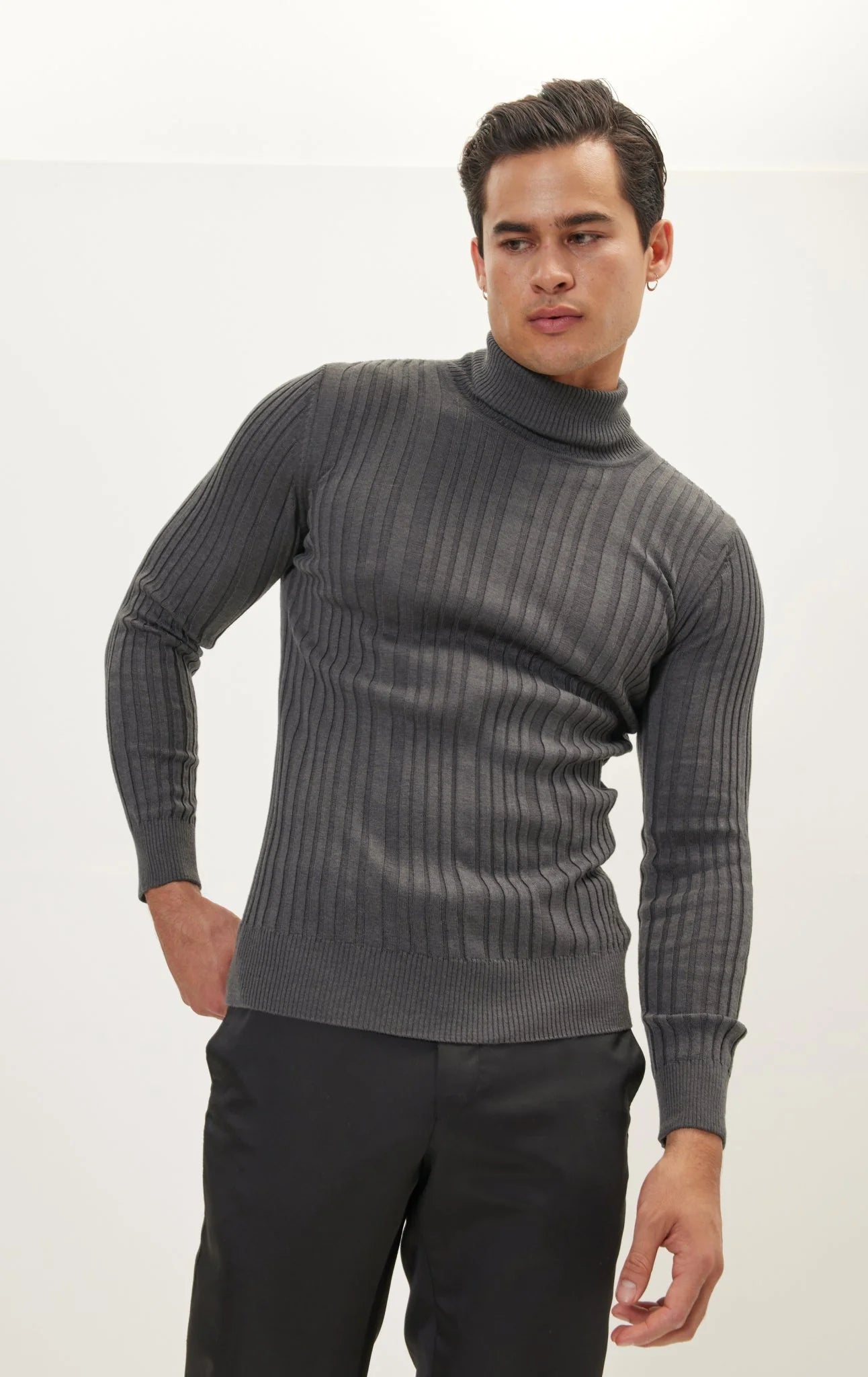 Roll Neck Ribbed Sweater Anthracite