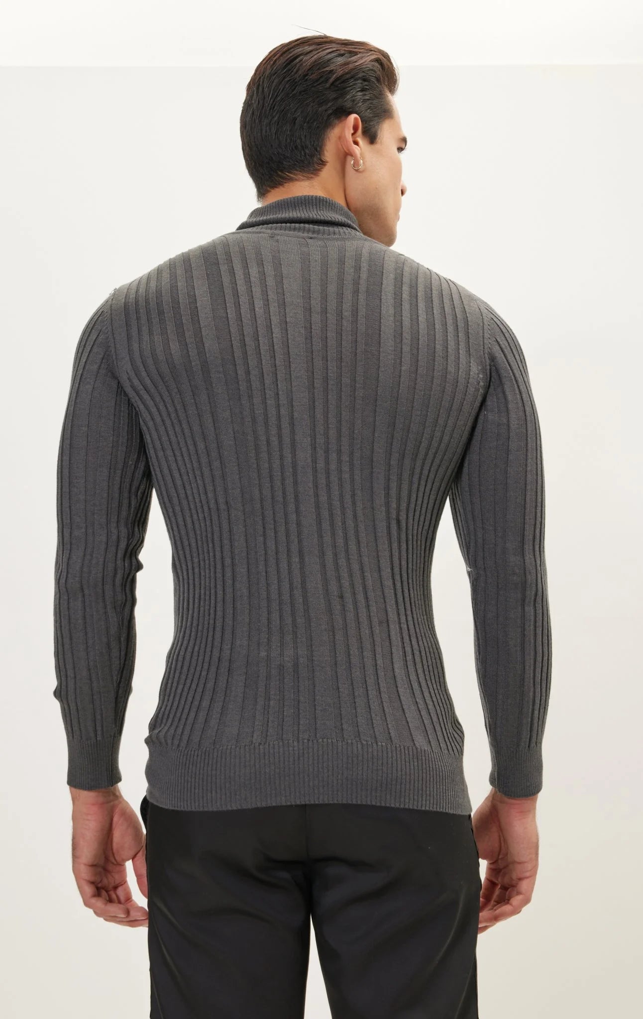 Roll Neck Ribbed Sweater Anthracite