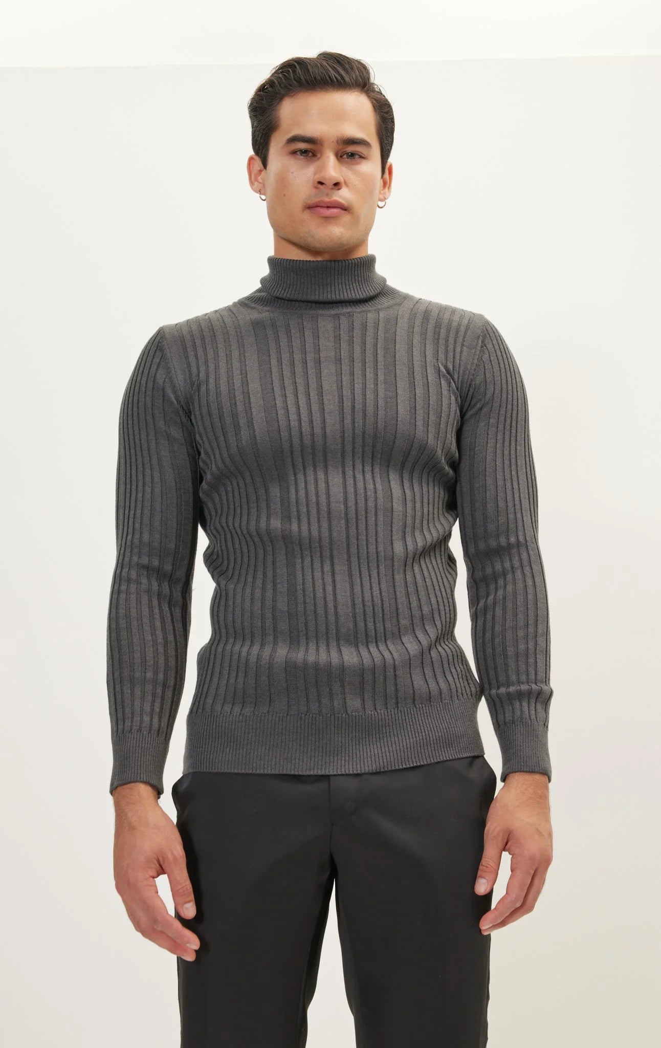 Roll Neck Ribbed Sweater Anthracite