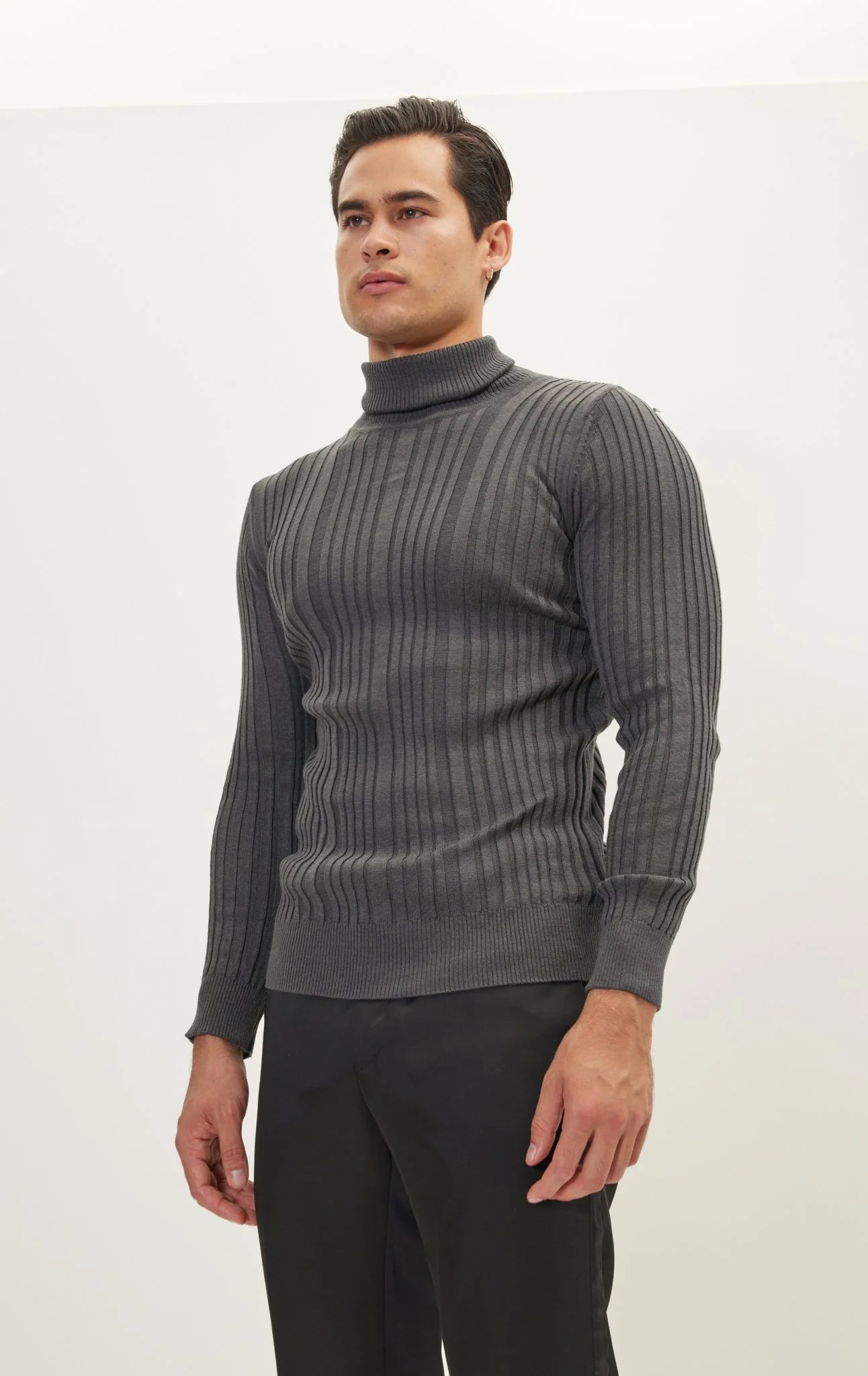 Roll Neck Ribbed Sweater Anthracite