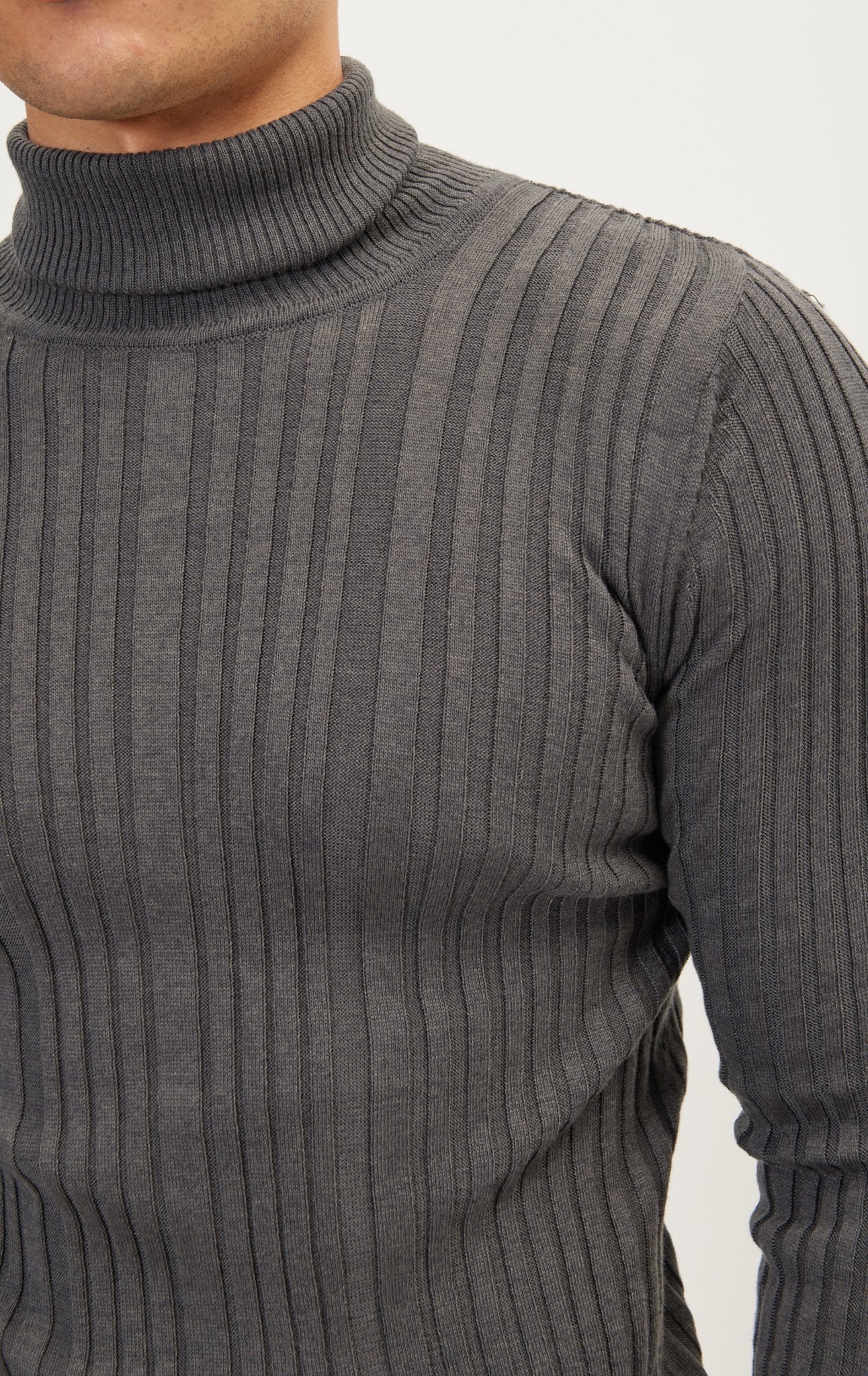 Roll Neck Ribbed Sweater Anthracite