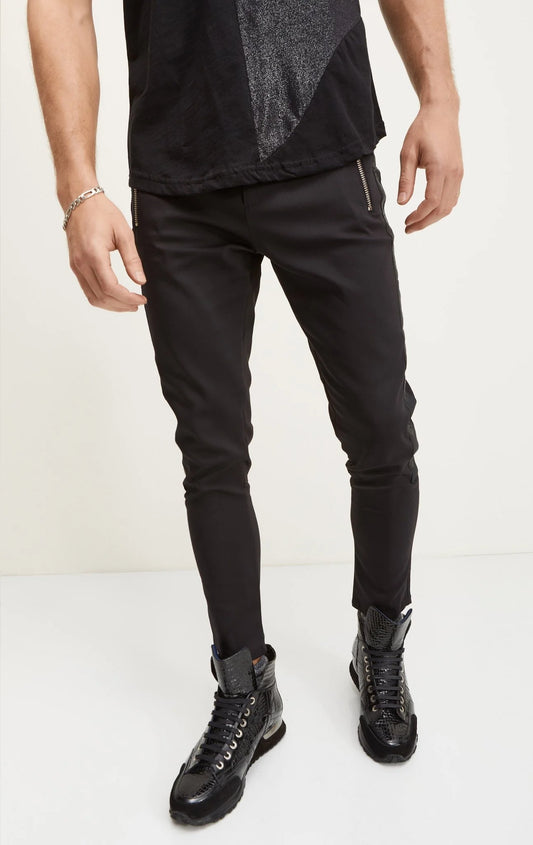 Skinny Fit Zipper Track Pants Black