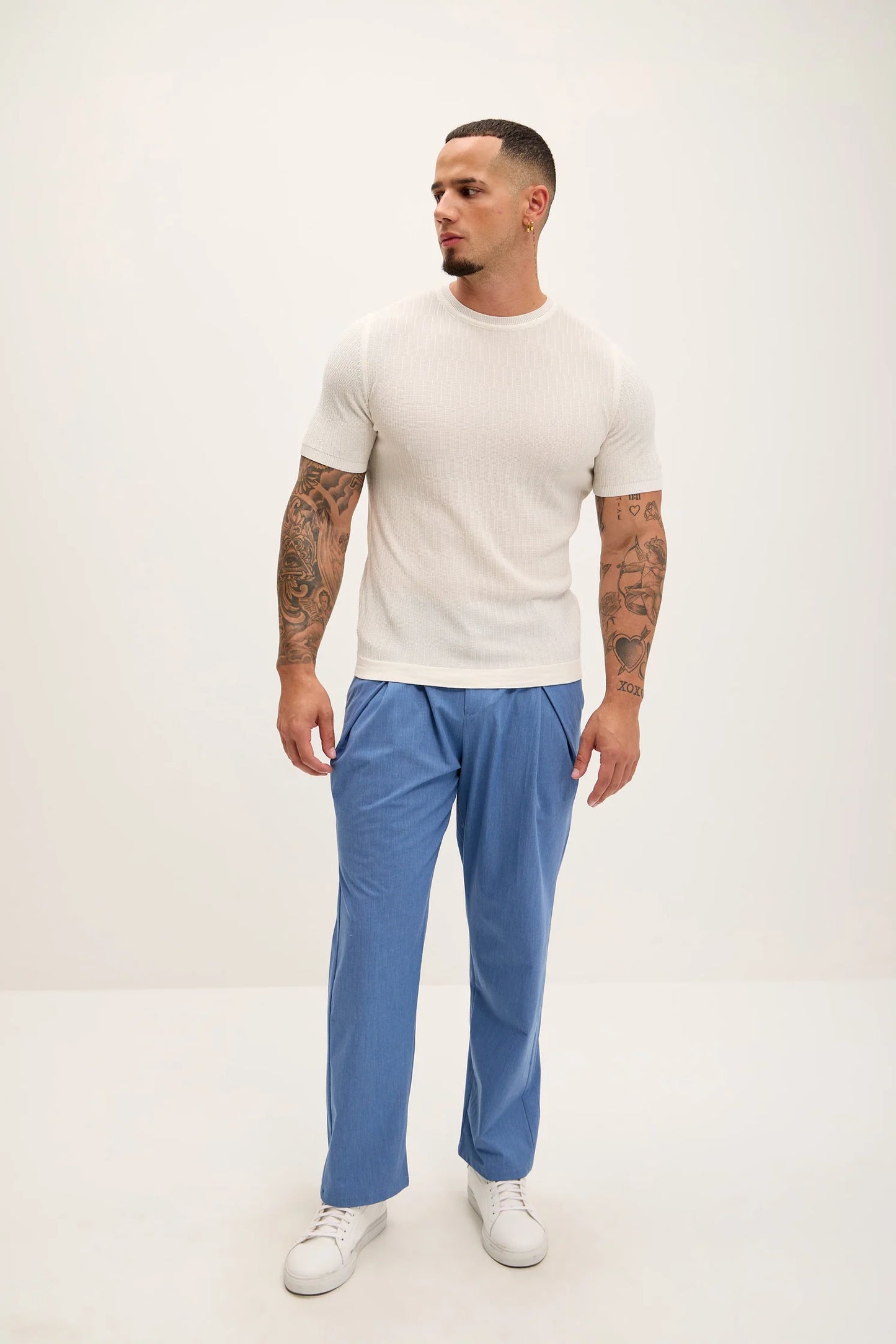 Short Sleeve Textured Top - Ecru
