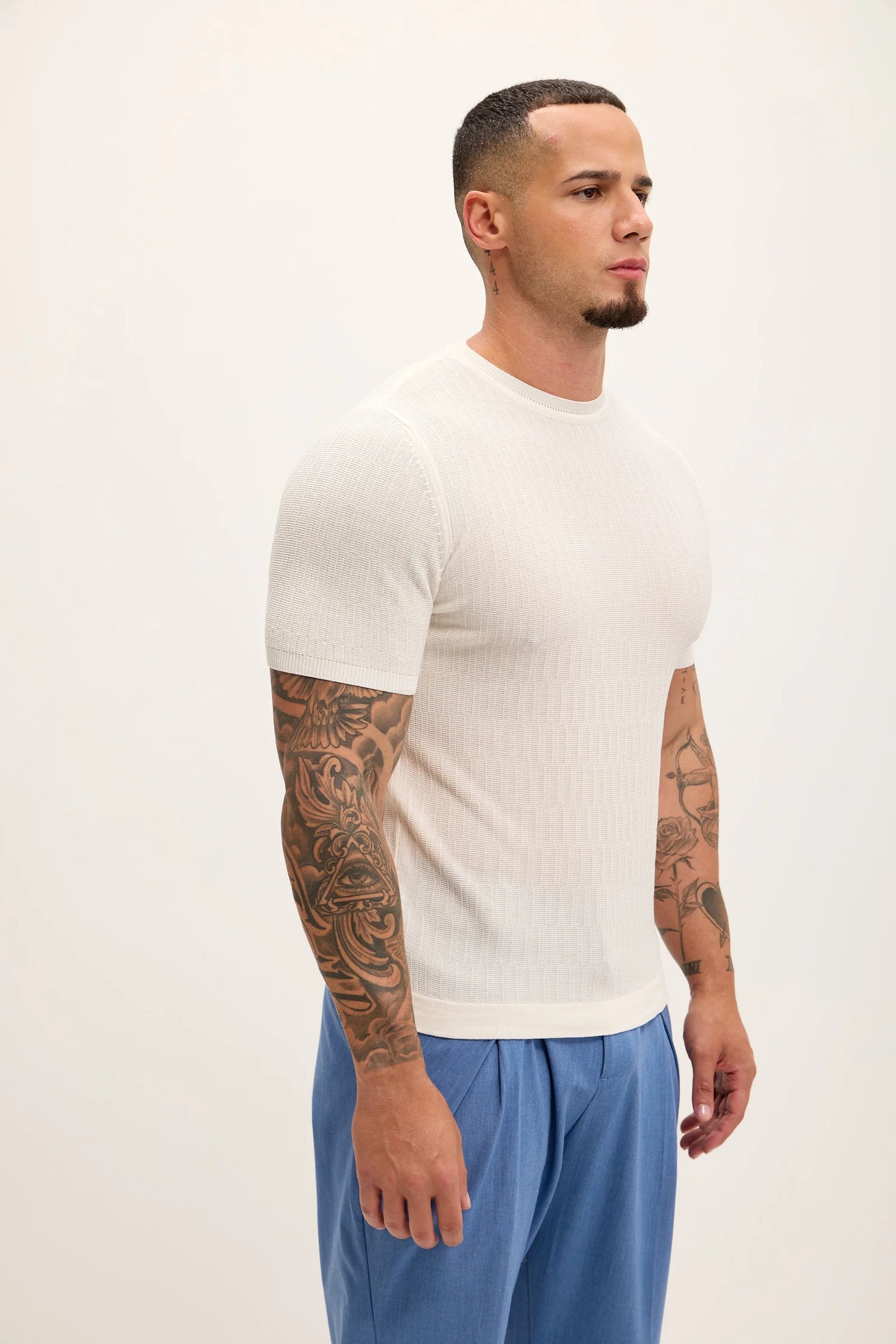 Short Sleeve Textured Top - Ecru