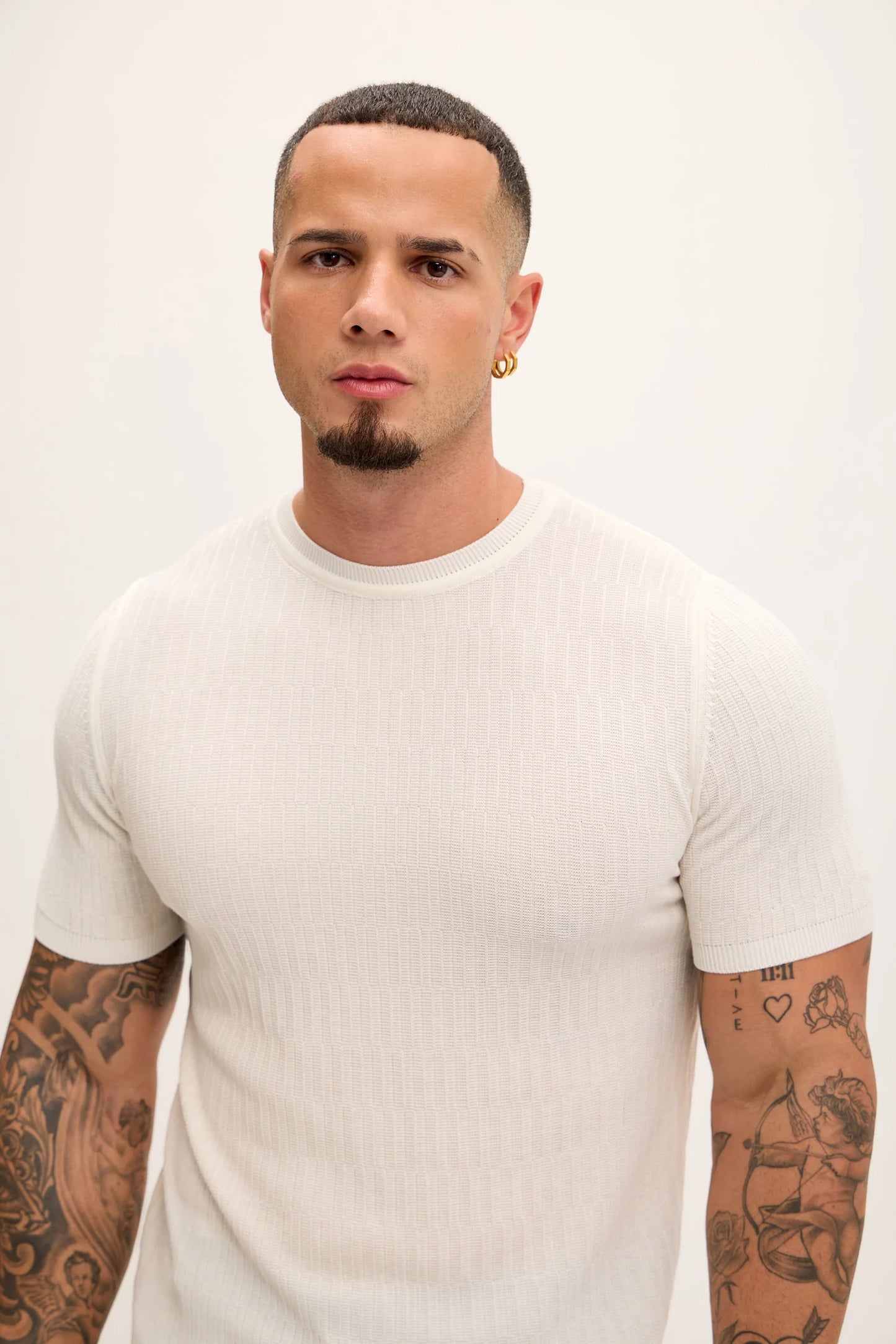 Short Sleeve Textured Top - Ecru