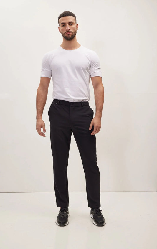 Wrinkle Free Tapered Travel Pants  Black