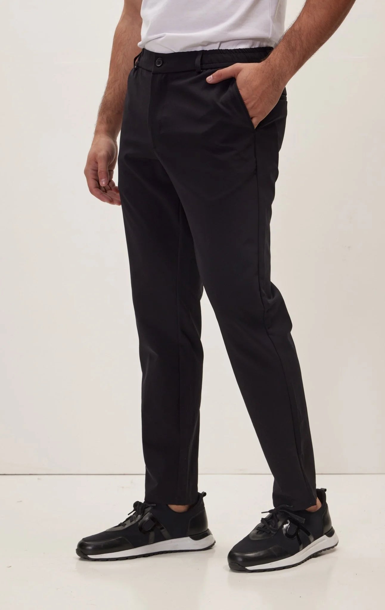 Wrinkle Free Tapered Travel Pants  Black